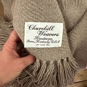 Churchill Weavers Handwoven Beige Throw Blanket